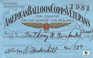 American Balloon Corps Veterans certificate
